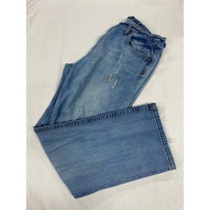 Aeropostale Essex Straight Leg Jeans Mens 38x32 Light Wash Distressed Blue Denim